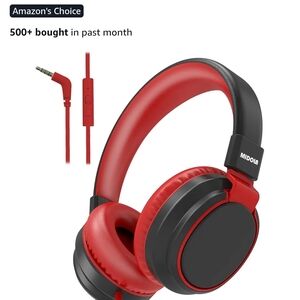 Mido Black and Red Over-Ear Headphones